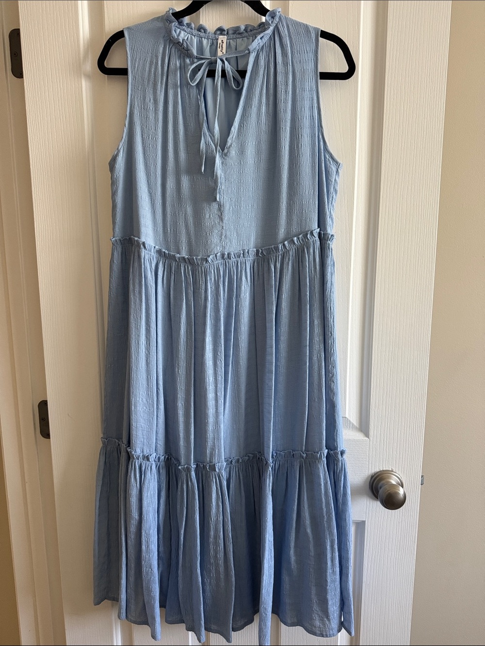 Sleeveless Light Blue Tiered Summer Dress, lined too!